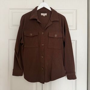 Hippie Rose Brown Ribbed Shacket XS Button Front Overshirt